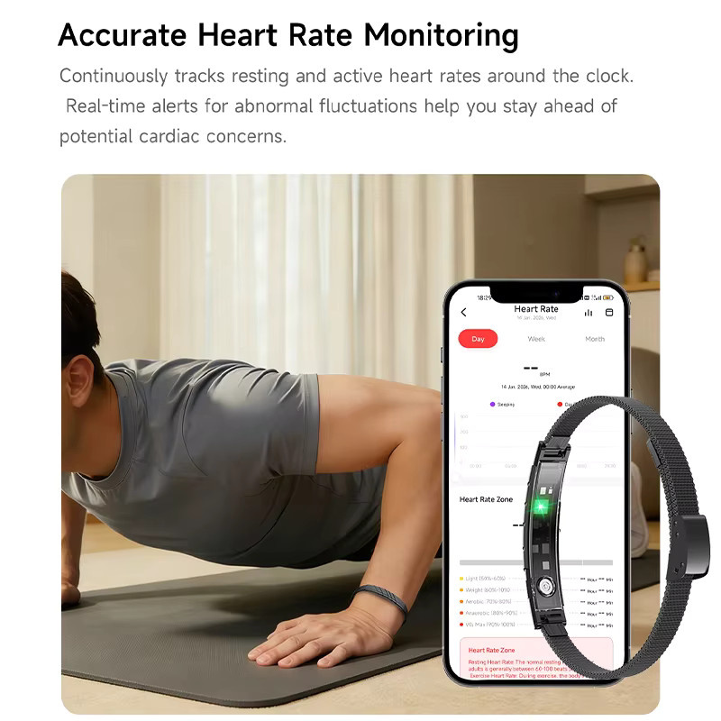 Paazomu Bildschirmloser Fitness-Tracker in Schwarz mit Herzfrequenz-, Schlaf- und Blutsauerstoffüberwachung sowie Schrittzähler für Damen und Herren - Bild 2
