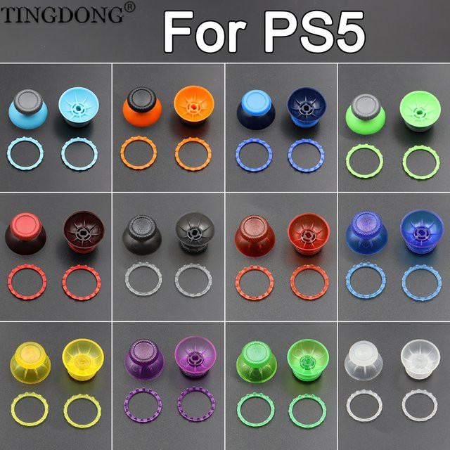 TingDong 3D Analog-Pilzkappen mit Akzentringen für PS5 V1 V2 V3 BDM-010 020 030 Controller in Rot - Bild 1