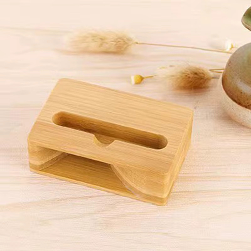Holz Handy Ständer mit Sound Verstärker in Braun - Bild 2