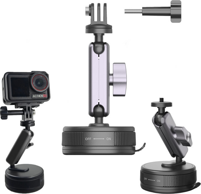 AKwing Saugnapf-Kamerahalterung für Auto in Schwarz, 360 Grad verstellbare Fahrzeug-Windschutzscheibenhalterung für Insta360 X3 X4 X5 GO Ultra ACE PRO 2 GO 3S Action Cameras - Bild 1