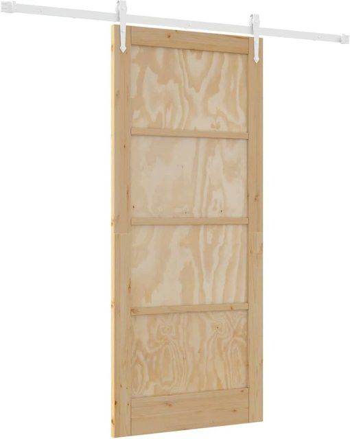 vidaXL Schiebetür ORKDAL in Natur und Weiß, moderne Schiebetür aus Holz und Stahl, Breite: 86 cm, Höhe: 198,5 cm - Bild 1