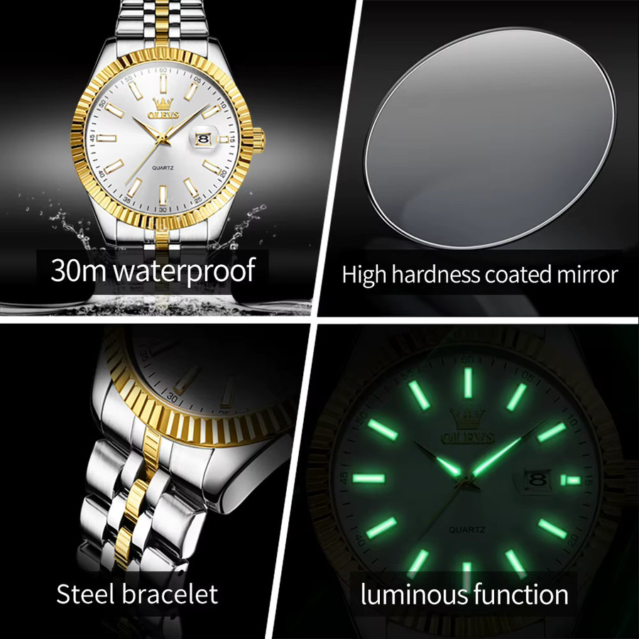 OLEVS Armbanduhr Edelstahl, Quarz, Datum, Herren - Bild 4