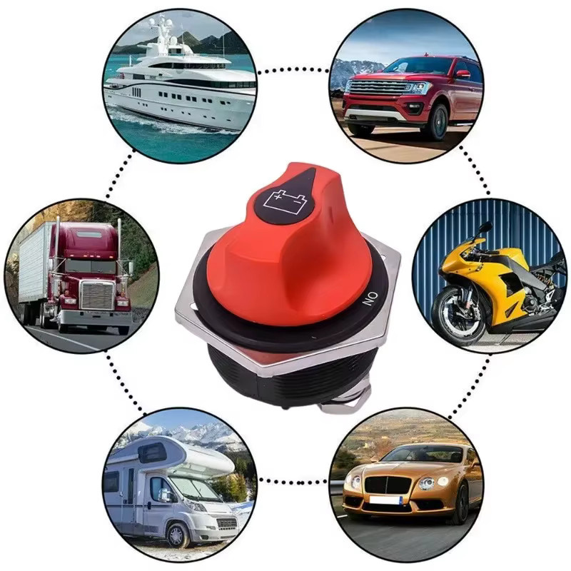 Auto-DC-Batterieschalter mit schwarzer Abdeckung für Auto, Motorrad und Schiffe, Stromschutz-Zubehör in Schwarz und Rot, 50/100/200/300 A - Bild 4