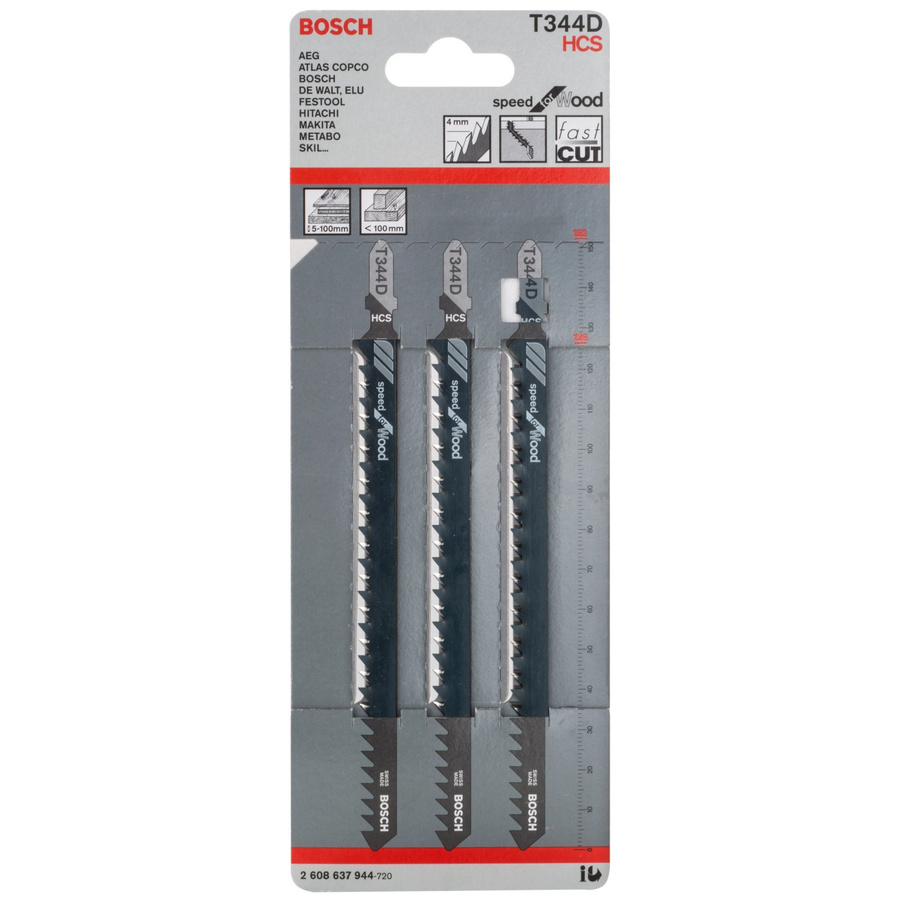 Bosch Stichsägeblatt T 344 D Speed for Wood HCS für Holz, 3er-Pack, Länge: 152 mm - Bild 3