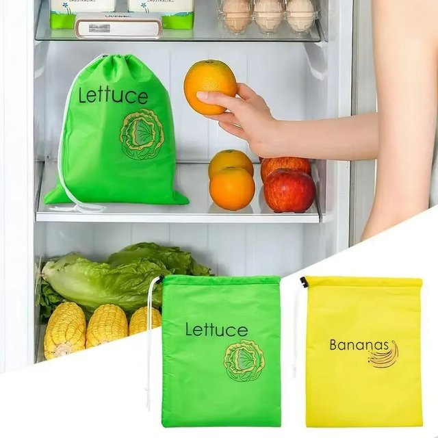Untior Multifunktionale Salat-Aufbewahrungstasche und Bananen-Frischhaltetasche in Grün aus Stoff - Bild 1