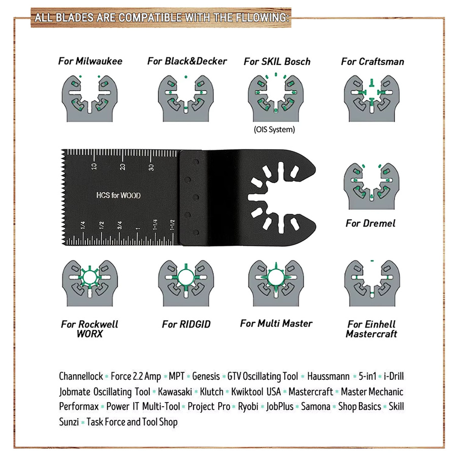 Toorise Bimetall Multitool-Sägeblätter mit Bogenkante aus Kohlenstoffstahl in Schwarz - Bild 4