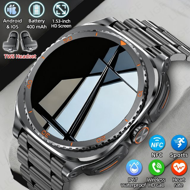 LIGE Smartwatch, mit Ohrhörern, NFC, Bluetooth, Schwarz - Bild 1
