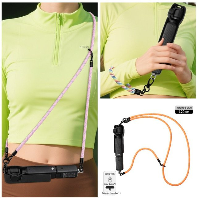 DJI Pocket 3 3-in-1 Kamera-Lanyard mit Schraube und Telefonpad, verstellbares Umhängeband und Seilzubehör - Bild 1