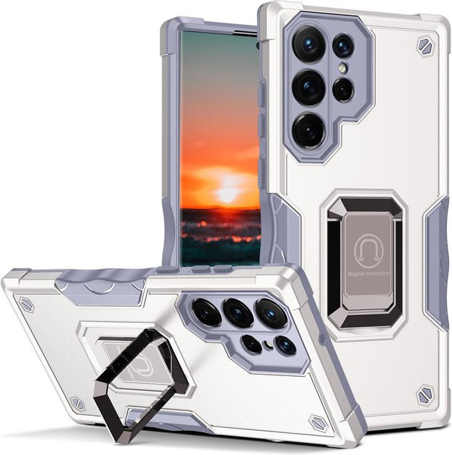 Stoßfeste Handyhülle mit Ring und Kameraschutz für Samsung Galaxy S23 Ultra, S22, S21 Plus, S21 Ultra und A32 5G in Transparent - Bild 1