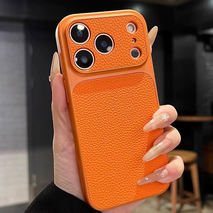 Stoßfeste Handyhülle aus Lychee-Leder für Apple iPhone 17 Air 16 15 14 13 Pro Max in Grün - Bild 2