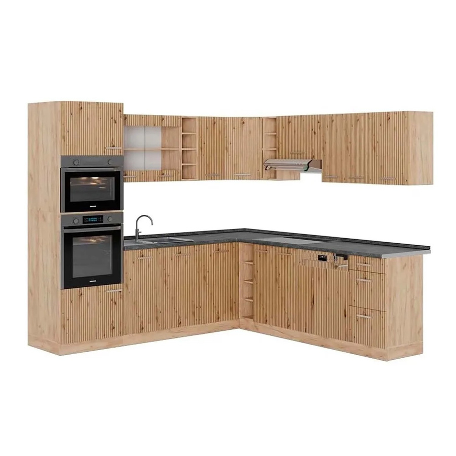 Vicco R-Line Eckküche Artisan-Eiche/Goldkraft Eiche in Anthrazit B/T/H: 237 x 247 x 81,6 cm - Bild 2