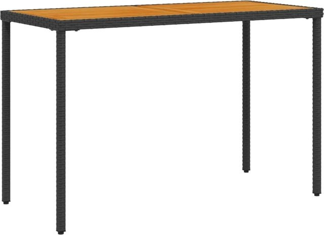 vidaXL Gartentisch aus Poly Rattan und Akazienholz in Schwarz und Braun, B/T/H: 115 x 54 x 74 cm - Bild 1