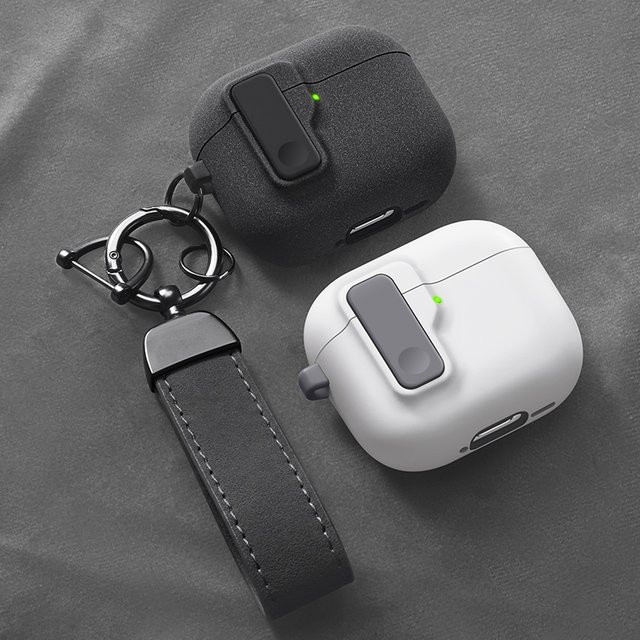 Stoßfeste Schutzhülle für Apple AirPods 4 und AirPods Pro in Schwarz mit Haken - Bild 1