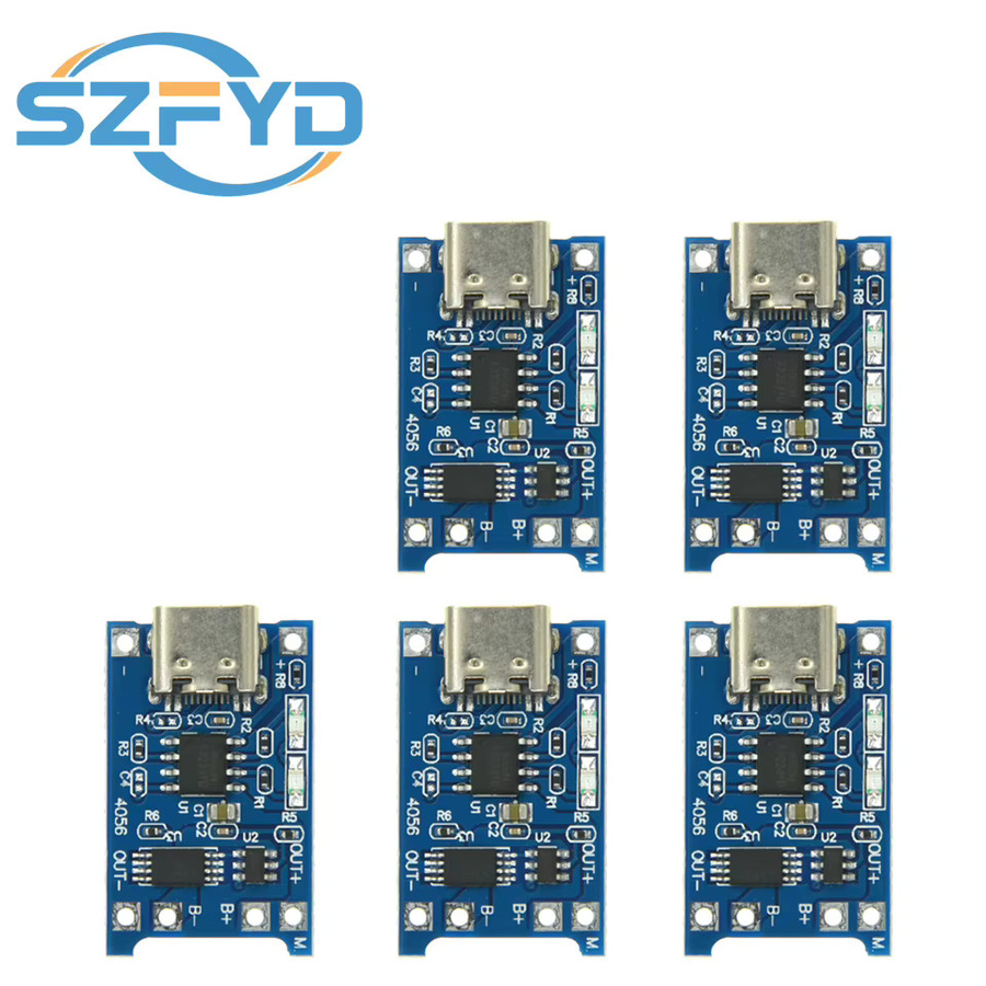 TP4056 Lithium-Batterie-Ladeboard-Modul mit USB-C Schnittstelle und Ladeschutz für 18650 Akkus in Blau - Bild 4