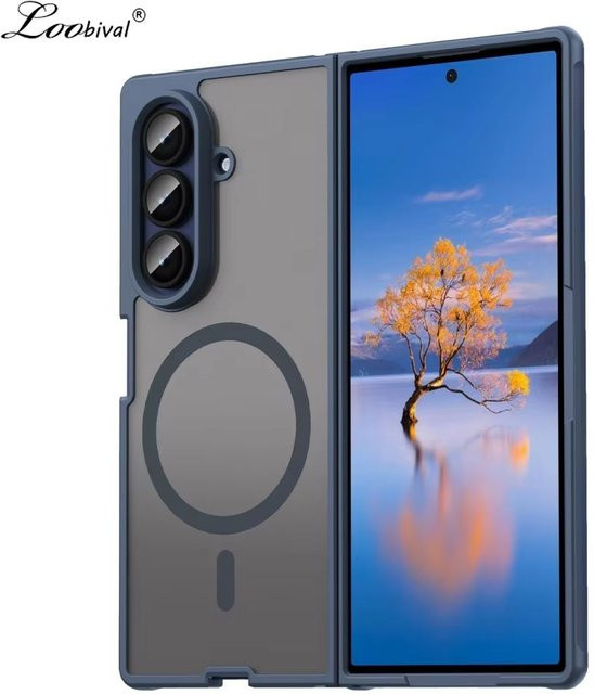 Luxuriöse matte Hartschalenhülle für Samsung Galaxy Z Fold 7 und Flip 7 in Blau mit magnetischer kabelloser Ladefunktion und stoßfestem Schutz - Bild 1