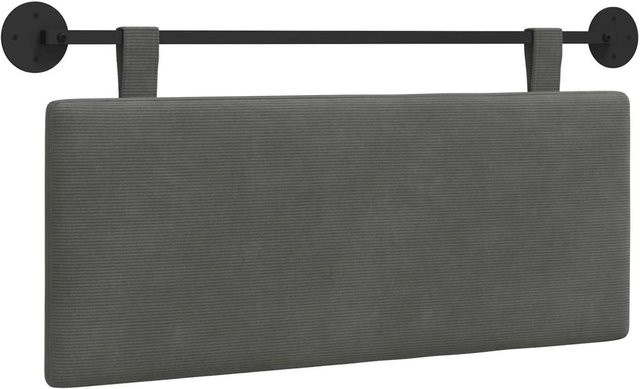 vidaXL Hängendes Kopfteil aus Cordstoff in Grau, Breite: 110 cm, Höhe: 55 cm, Tiefe: 5 cm - Bild 1