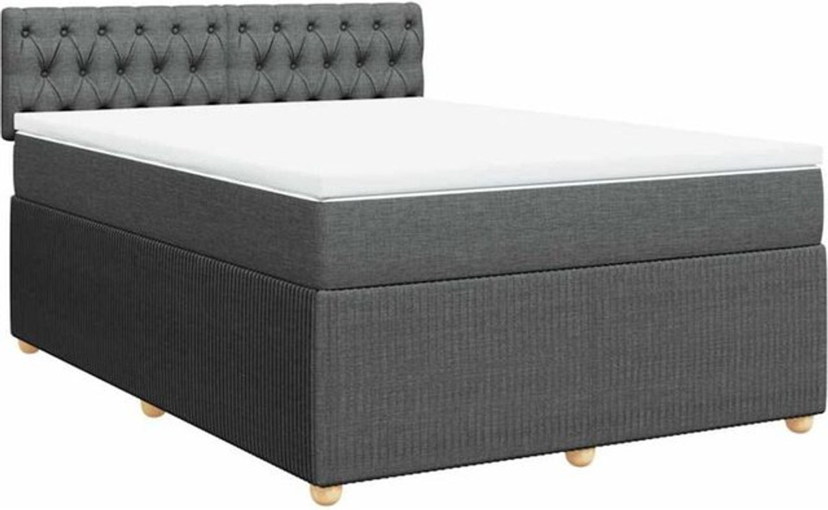 vidaxl Boxspringbett mit Matratze aus Stoff in Dunkelgrau B/T/H: 140 x 200 cm - Bild 1