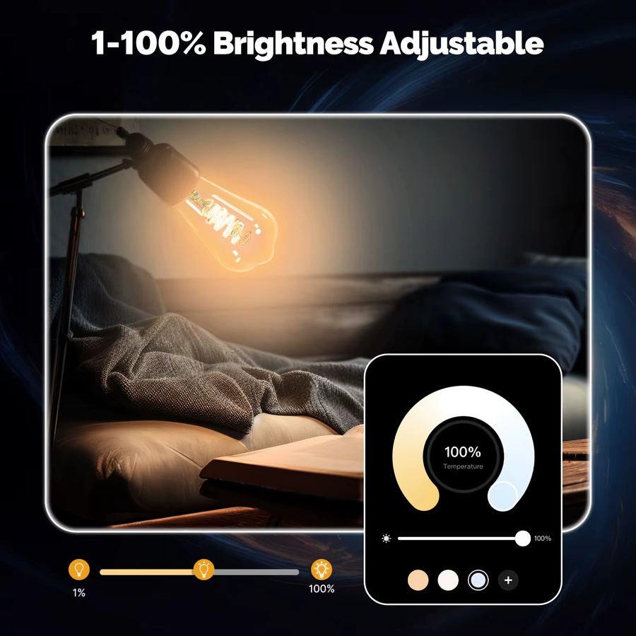 MOES Smart LED-Birne ST64 mit Tuya Zigbee/Matter WiFi, RGB-Farben, biologischem Rhythmus und Musikszenenmodus zur drahtlosen Steuerung - Bild 3