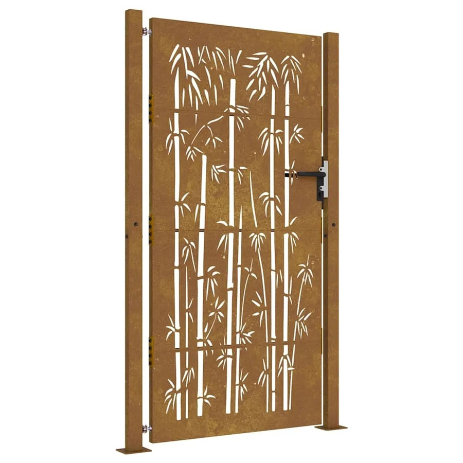 vidaXL Gartentor aus Cortenstahl im Bambus-Design, Farbe: Braun, B/H: 110 x 205 cm - Bild 2