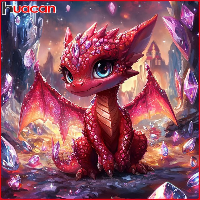 Huacan DIY-Diamantgemälde Drache als Kristall-Diamant-Mosaik Set für Erwachsene, B/H: 20 x 20 cm - Bild 1