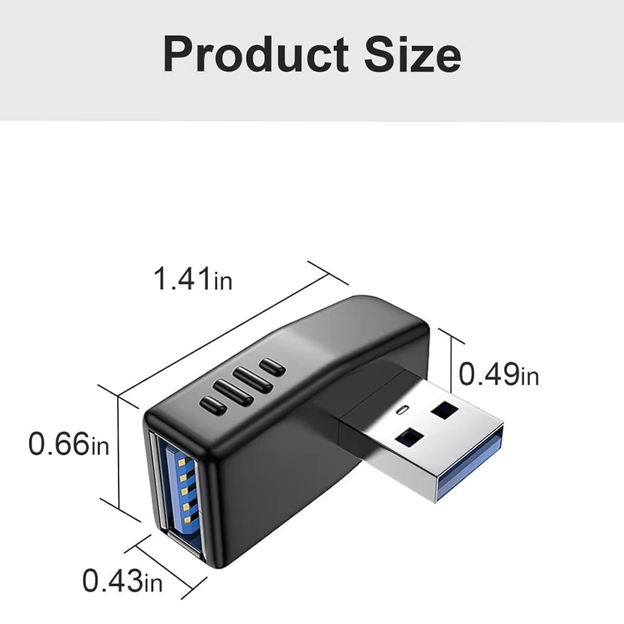 FRHY 4-Wege USB 3.0 Adapter Typ A Stecker auf Buchse mit 90 Grad abgewinkeltem Design in Schwarz - Bild 4