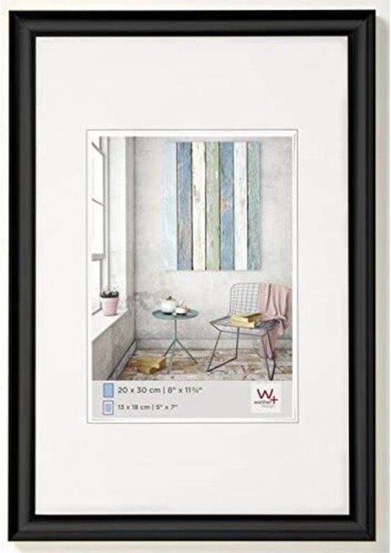 Walther Design Bilderrahmen aus Kunststoff mit Passepartout und Glas in Schwarz, B/H: 13 x 18 cm - Bild 1