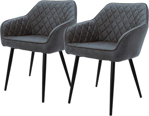 ML-Design 2er Set Esszimmerstühle in Anthrazit mit Rauten Steppung, Armlehnen und Kunstleder Bezug - Bild 1