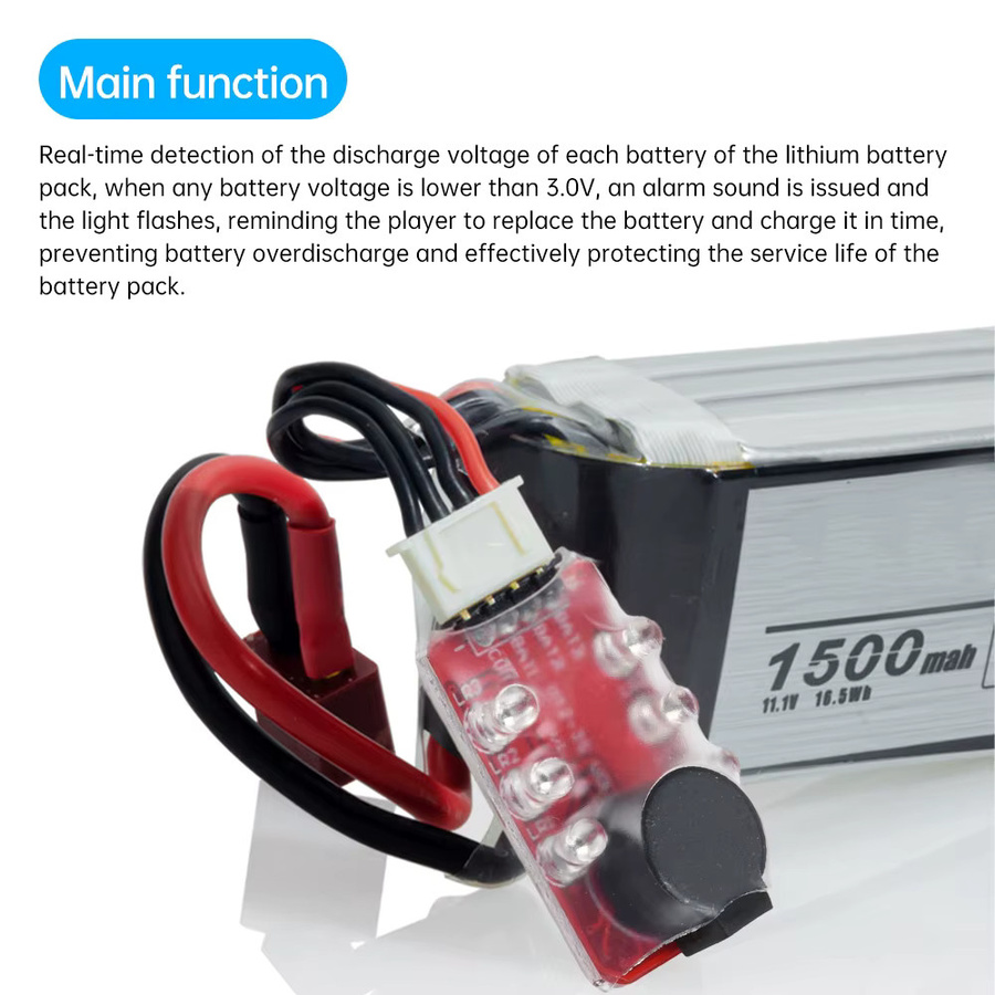 Gaqqee 2-in-1 Lipo-Akku-Spannungsprüfer und Niederspannungs-Alarmgerät mit BB-Ton für Lipo und Li-Ion, Rot - Bild 2