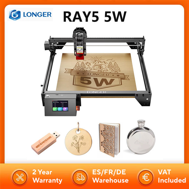 LONGER RAY5 5W Lasergravierer mit 3,5 Zoll Touchscreen, Offline Carving und 32-Bit-Chipsatz, verbesserbares Lasermodul - Bild 1