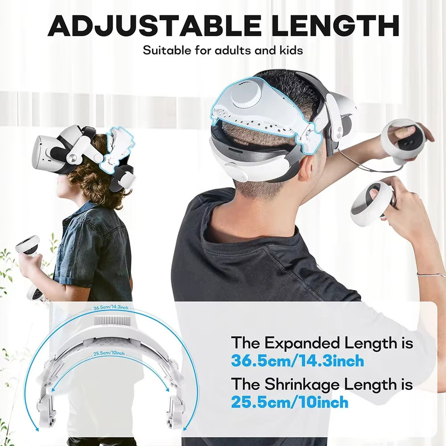 Tahnuhna Verstellbarer Kopfgurt für Meta Quest 3, Pro, Quest 2 und PICO 4 Pro VR-Headset Elite-Gurt in Weiß zur verbesserten Unterstützung und Balance für optimalen Komfort - Bild 3