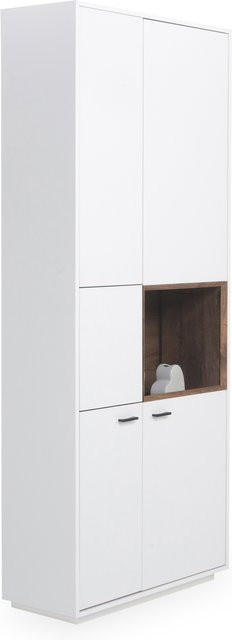 Vitrine HARPER IZARRA in Weiß mit Glastüren, integrierter Beleuchtung und Regalen, modernes Design, B/T/H: 79 x 37 x 208 cm - Bild 1