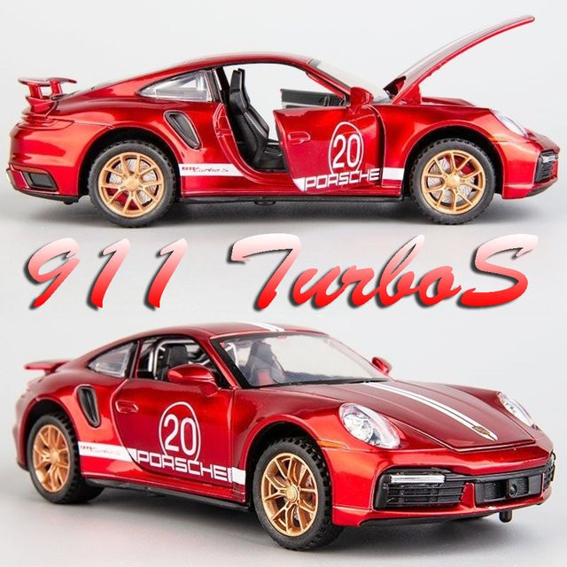 MAKEDA Supercar 911 TurboS GT3 RSR, Modell Spielzeug, 1:24, mit Licht und Sound, Metall - Bild 1