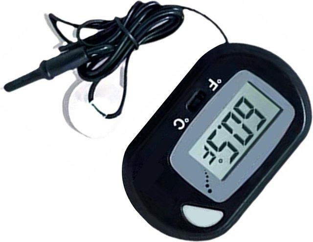 OutsideWorld Digitales Aquarium-Thermometer mit LCD-Display und Sonde, Wasserdicht, Schwarz - Bild 1