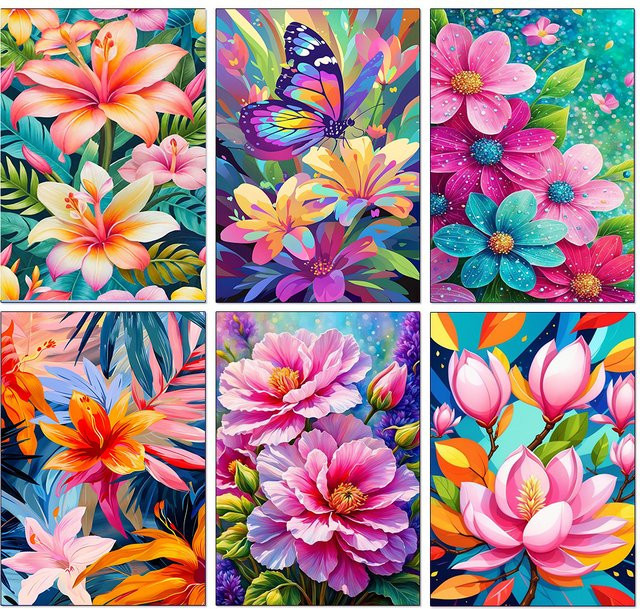 QIZITENG Diamond Painting Set Blumen-Mosaik DIY Stickerei-Set in Multicolour, B/H: 20 x 20 cm - Bild 1