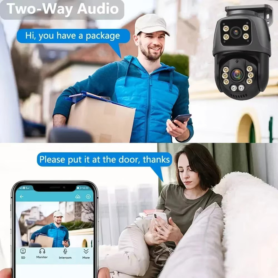 Overscam 4K 8MP Dual Lens PTZ IP Kamera mit Nachtsicht und 360 Grad Überwachung für Outdoor und Home Security via POE Netzwerk - Bild 2