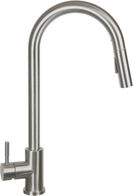 NETTLIFE Wasserhahn aus Edelstahl in Silber mit ausziehbarem Brausekopf und Spritzfunktion für Küche und Bad, Höhe: 27 cm - Bild 1