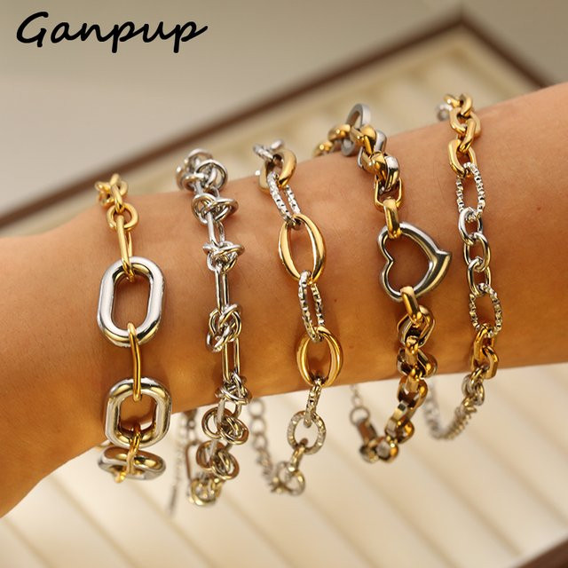 GANPUP Armband Edelstahl, Bicolor, Gold Silber Farbe, Unisex - Bild 1