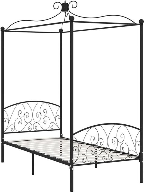 vidaXL Himmelbett-Gestell aus Metall in Schwarz Matt, B/T: 100 x 200 cm - Bild 1