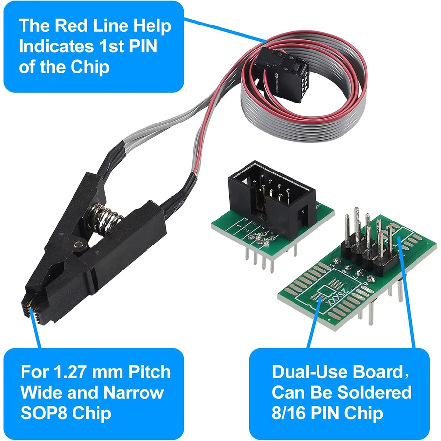 AOKIN CH341A EEPROM BIOS USB Programmierer Set mit SOIC8 Clip, 1,8 V Adapter und SOIC8 Adapter für 24 25 Series Flash - Bild 6