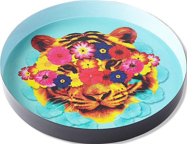 Rundes Metalltablett Tiger Gangzaï von Curiosito Durchmesser: 33 cm - Bild 1