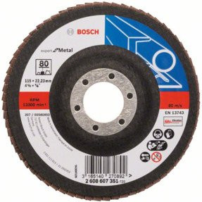 Bosch Fächerschleifscheibe Expert for Metal X551, Durchmesser: 115 mm, Farbe: Braun - Bild 1