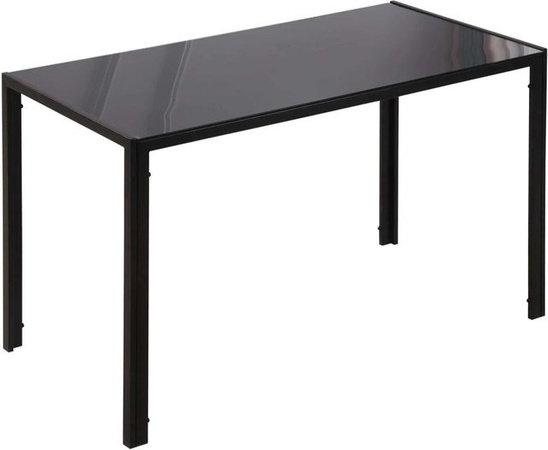 HOMCOM Esstisch für 4 Personen in modernem Design mit Glasplatte und Metallgestell, Schwarz, B/T/H: 120 x 60 x 75 cm