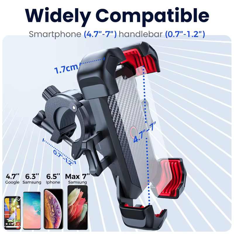 Joyroom Universal Fahrrad Handyhalterung in Schwarz mit 360 Grad Rotation für 4 bis 7 Zoll Smartphones und GPS-Nutzung - Bild 6
