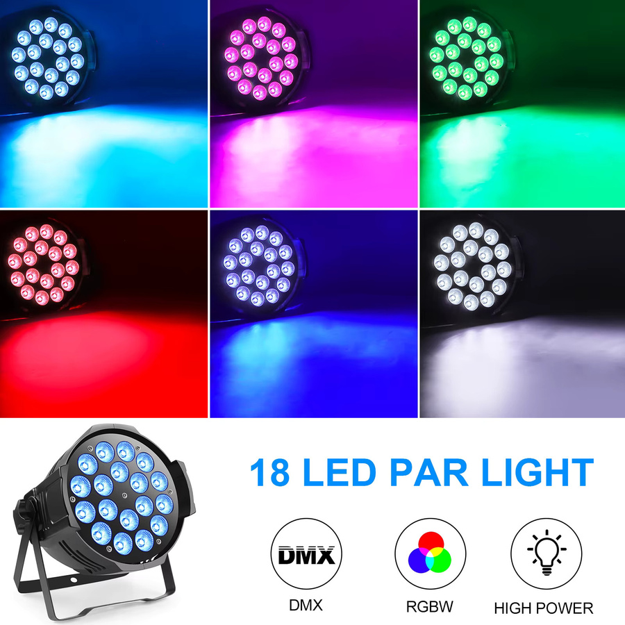 U'king 200W LED 4 in 1 PAR Scheinwerfer mit DMX-Steuerung und Regenbogeneffekt, Schwarz, Multicolour - Bild 2