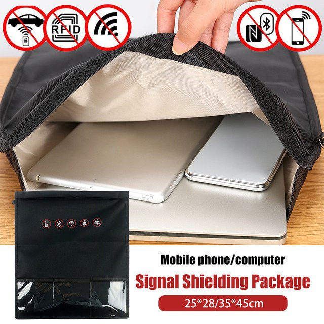 Faraday-Käfig Schutztasche zur Signalabschirmung für Handy, Autoschlüssel und Laptop in Schwarz, Größe 2 - Bild 1