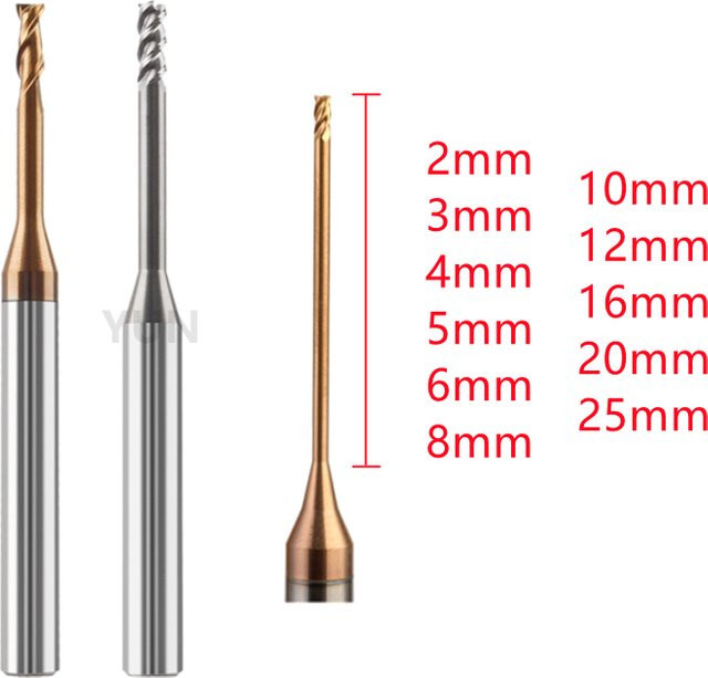 AKTDM Mini Nutfräser aus Hartmetall mit langem Hals für CNC-Werkzeuge, Farbe: Silber - Bild 1