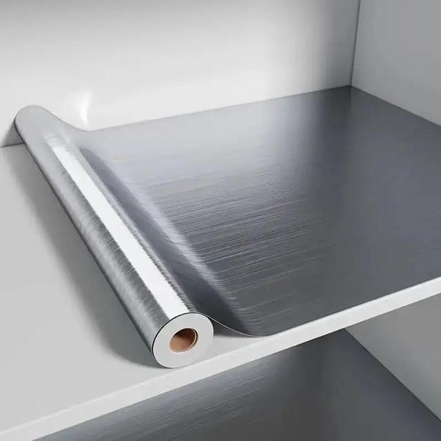 Selbstklebender Wandaufkleber in gebürsteter Silber-Optik aus Edelstahl für Küche und Wohnzimmer, Wasserdicht, Breite: 40 cm - Bild 1