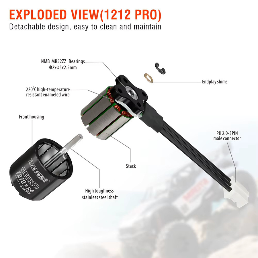 ROCKET-RC 1212PRO 3500KV Motor, Wasserdichter Bürstenloser Mini24Pro F 25A ESC für 1/16 1/18 1/24 RC Crawler Kletterauto TRX4M SCX24 - Bild 5