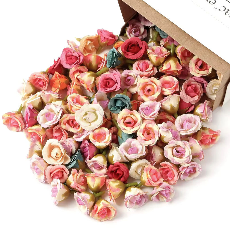 Künstliche Mini Rosen Köpfe aus Textil in Lila und Mehrfarbig für deine Hochzeitsdekoration und DIY-Projekte, Durchmesser: 2 cm - Bild 3