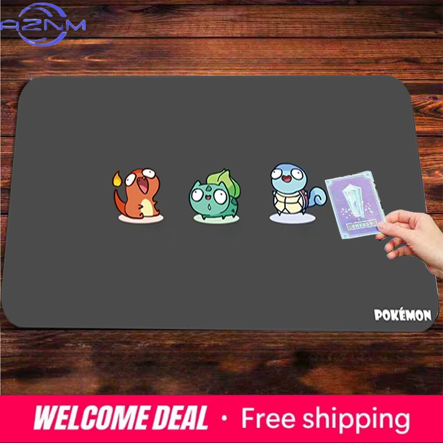 Potdemiel Pokemon Kanto Starters Mauspad mit niedlichem Cartoon-Design, rutschfeste Schreibtischunterlage für Gaming und Büro - Bild 2